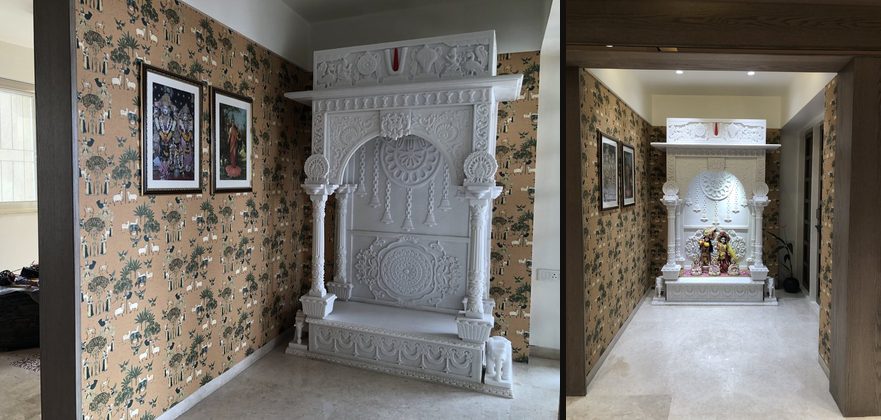 Marble mandir prayer alcove