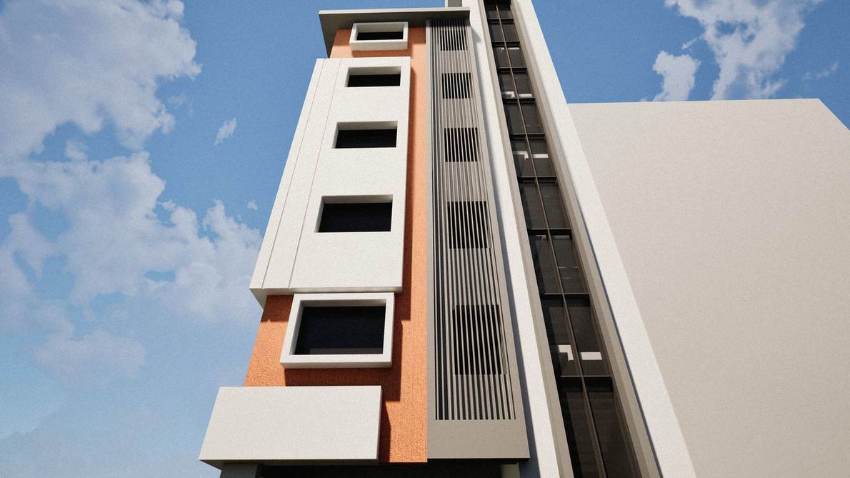 Chaudhari Apartments - Corner detail - facade depth and shadow