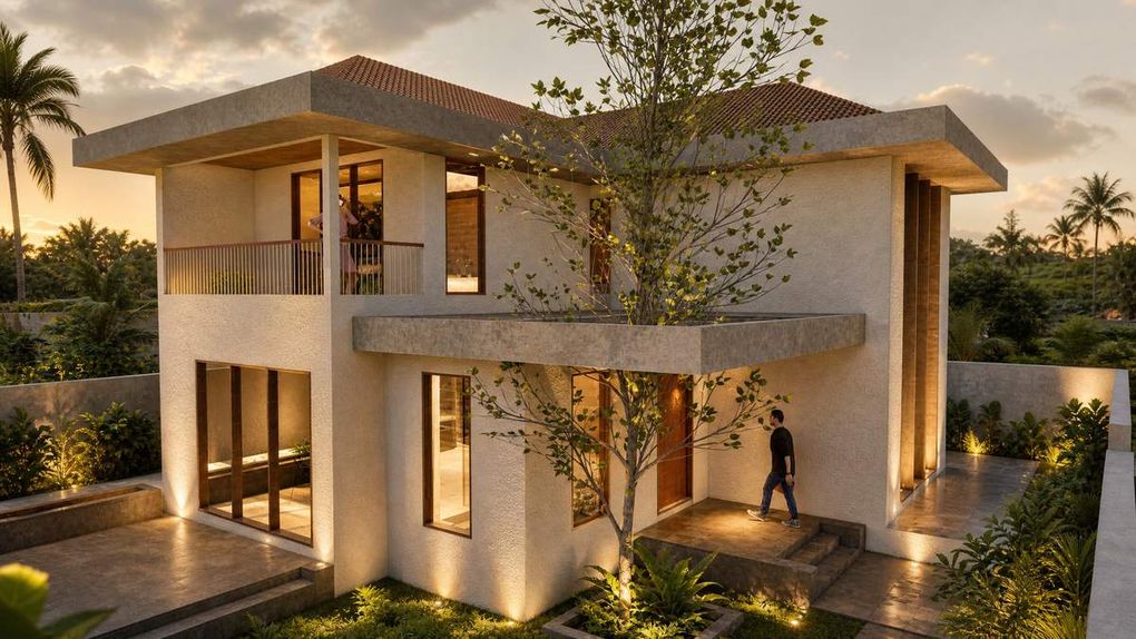 Mantri's Farm House - exterior at dusk