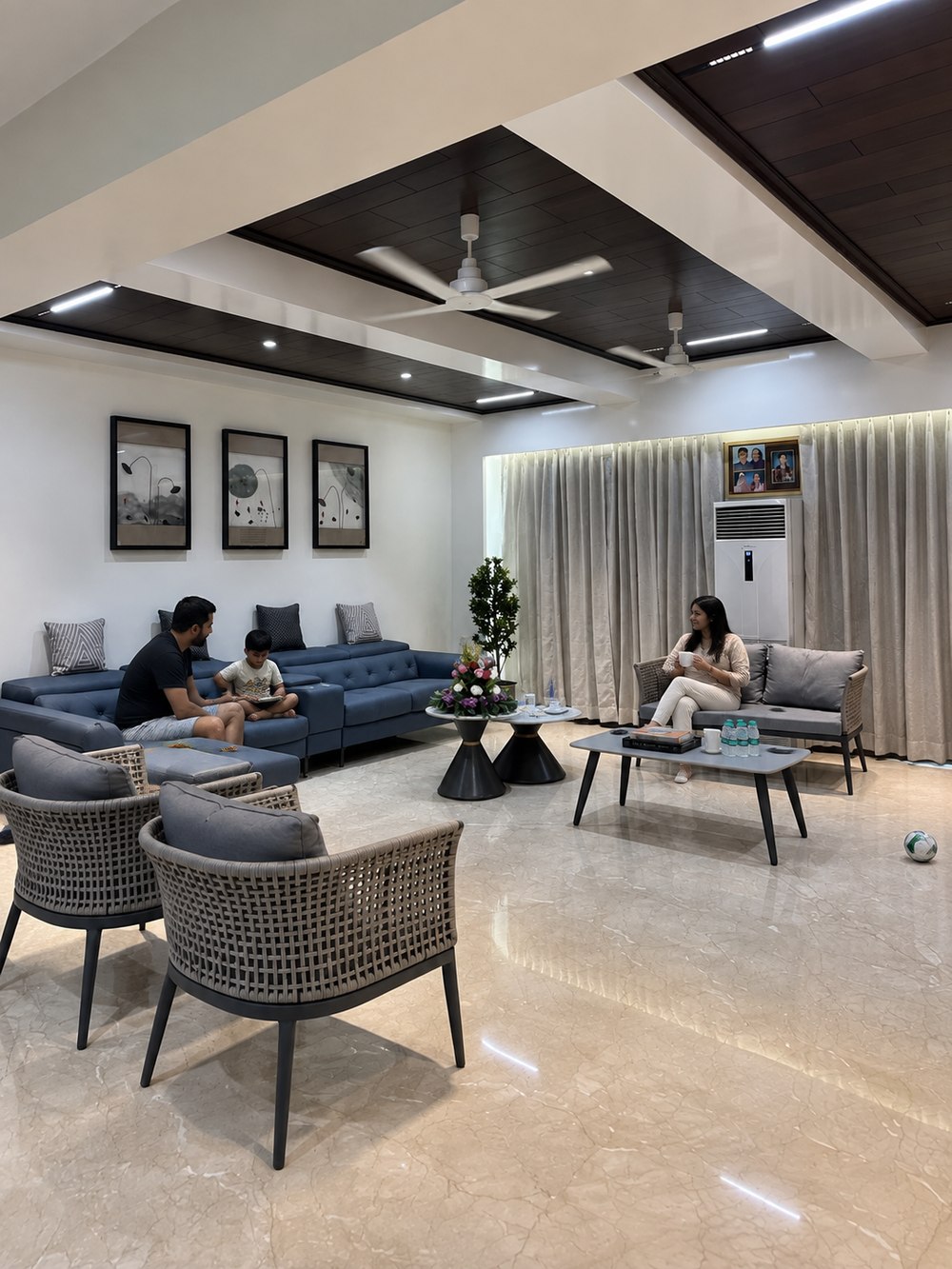 Joshi House - the living hall, at the heart of everyday family life